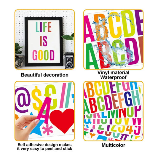 6Pcs/Set 2.5 Inches Waterproof 26 Alphabet Stickers  Colorful Stickers for Grad Cap Decoration and DIY Crafts Making Supplies