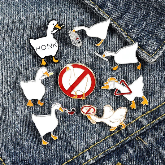 Hot Untitled Goose Game Cartoon Cute Enamel Brooch Badge for Friend Student-Wannee Metal Accessory