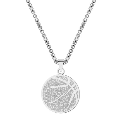 Simple Stainless Steel Basketball Pendant Necklace