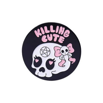 Cartoon Pink Bear Skull Metal Brooch for Friend-Wannee