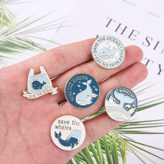 Cartoon Animal Blue Whale Metal Enamel Brooch Badge for Friend Clothing Bag-Wannee Fashion Accessory