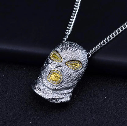 Personality Hip Hop Rhinestone Mask Pendant Necklace for Cool Men Women-Wannee Fashion Jewelry