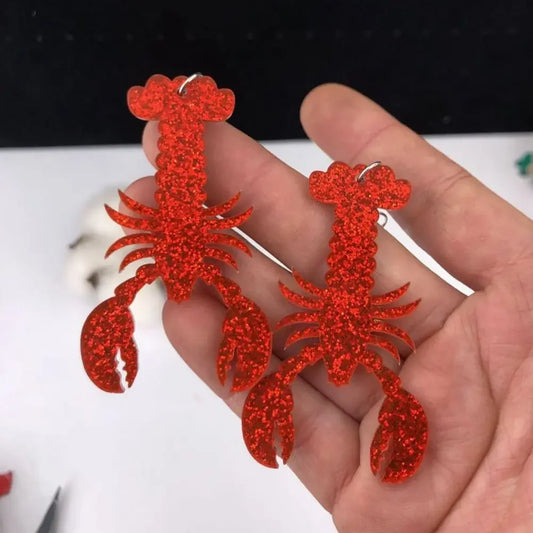 Exaggerated Glitter Acrylic Lobster Long Earring for Personality Women-Wannee Fashion Accessory