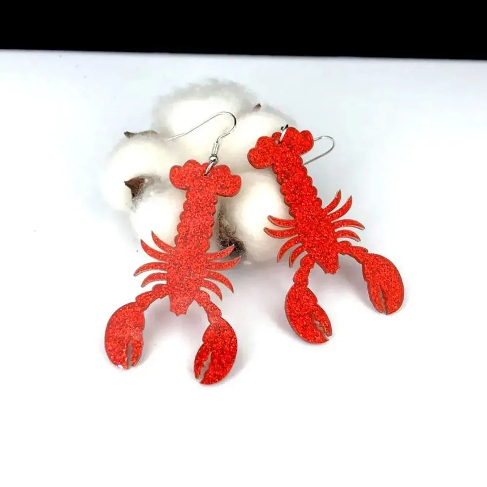 Exaggerated Glitter Acrylic Lobster Long Earring for Personality Women-Wannee Fashion Accessory