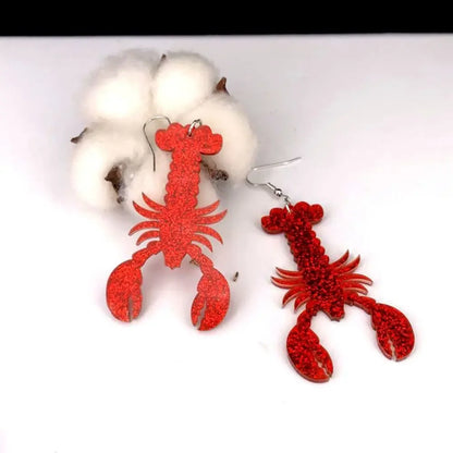 Exaggerated Glitter Acrylic Lobster Long Earring for Personality Women-Wannee Fashion Accessory