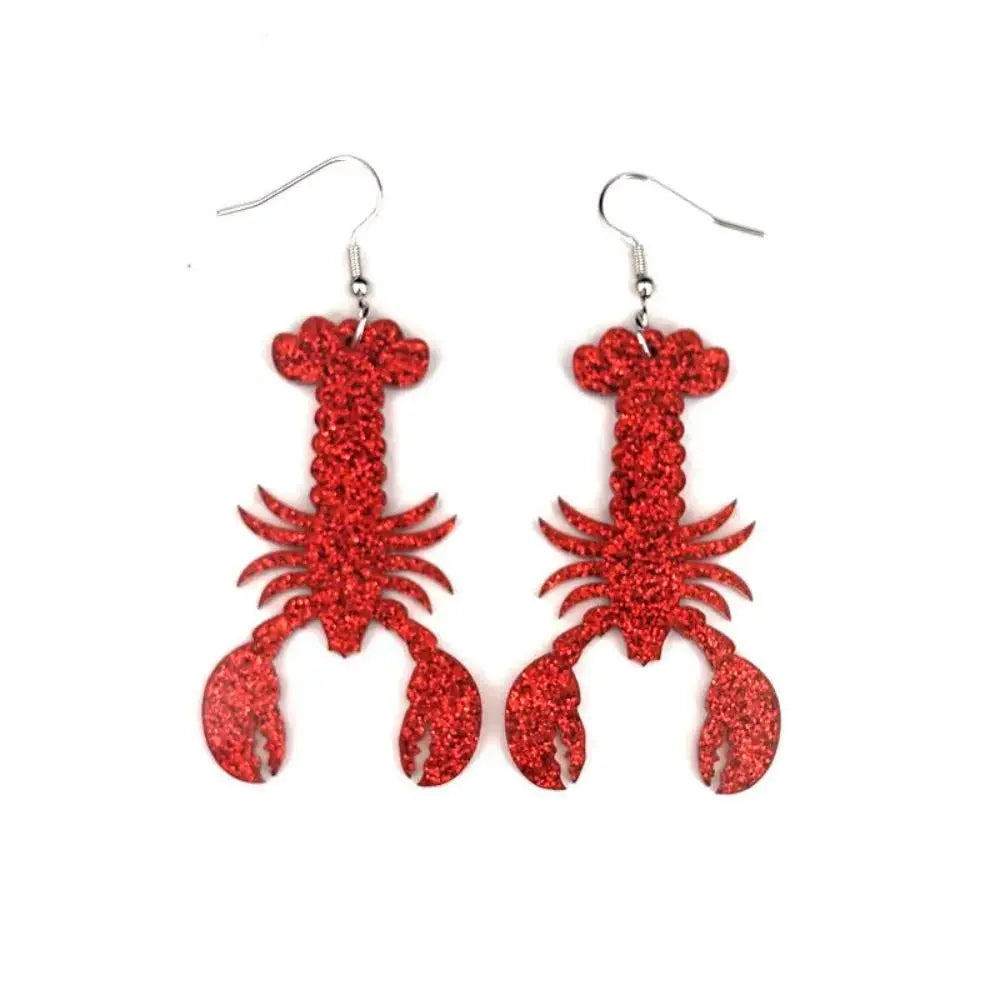 Exaggerated Glitter Acrylic Lobster Long Earring for Personality Women-Wannee Fashion Accessory