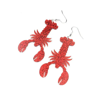 Exaggerated Glitter Acrylic Lobster Long Earring for Personality Women-Wannee Fashion Accessory