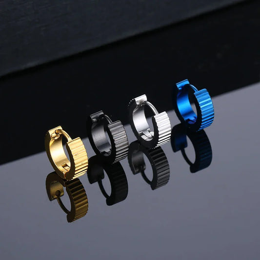 Hip Hop Punk Simple Gear Wheel Titanium Steel Earrings for Trendy Men Women-Wannee Fashion Accessory