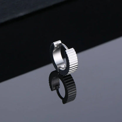 Hip Hop Punk Simple Gear Wheel Titanium Steel Earrings for Trendy Men Women-Wannee Fashion Accessory