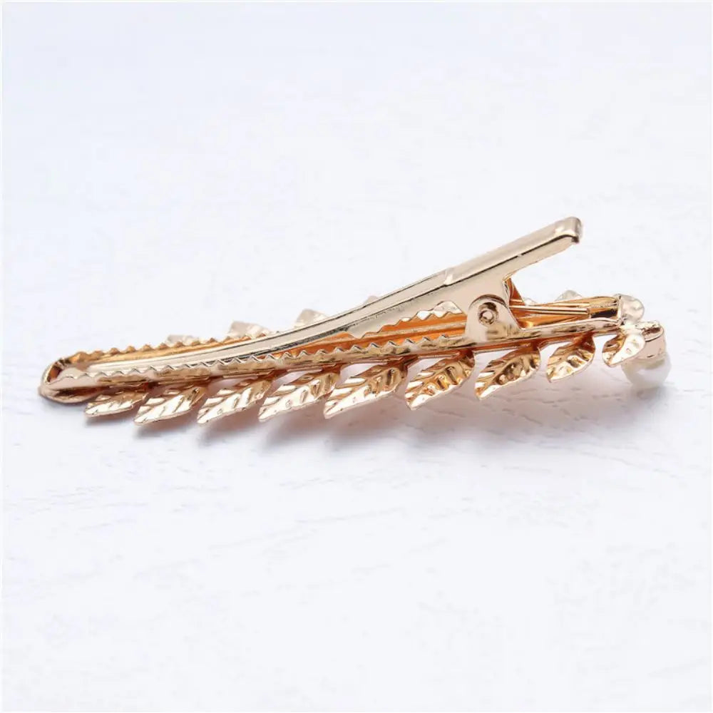 Hot Design Creative Leaf Shape Pearl Metal Hairpin Hair Clip For Trendy Modern Women-Wannee Fashion Accessory