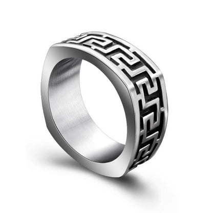 Vintage The Great Wall Titanium Stainless Steel Ring for Personality Men-Wannee Fashion Accessory