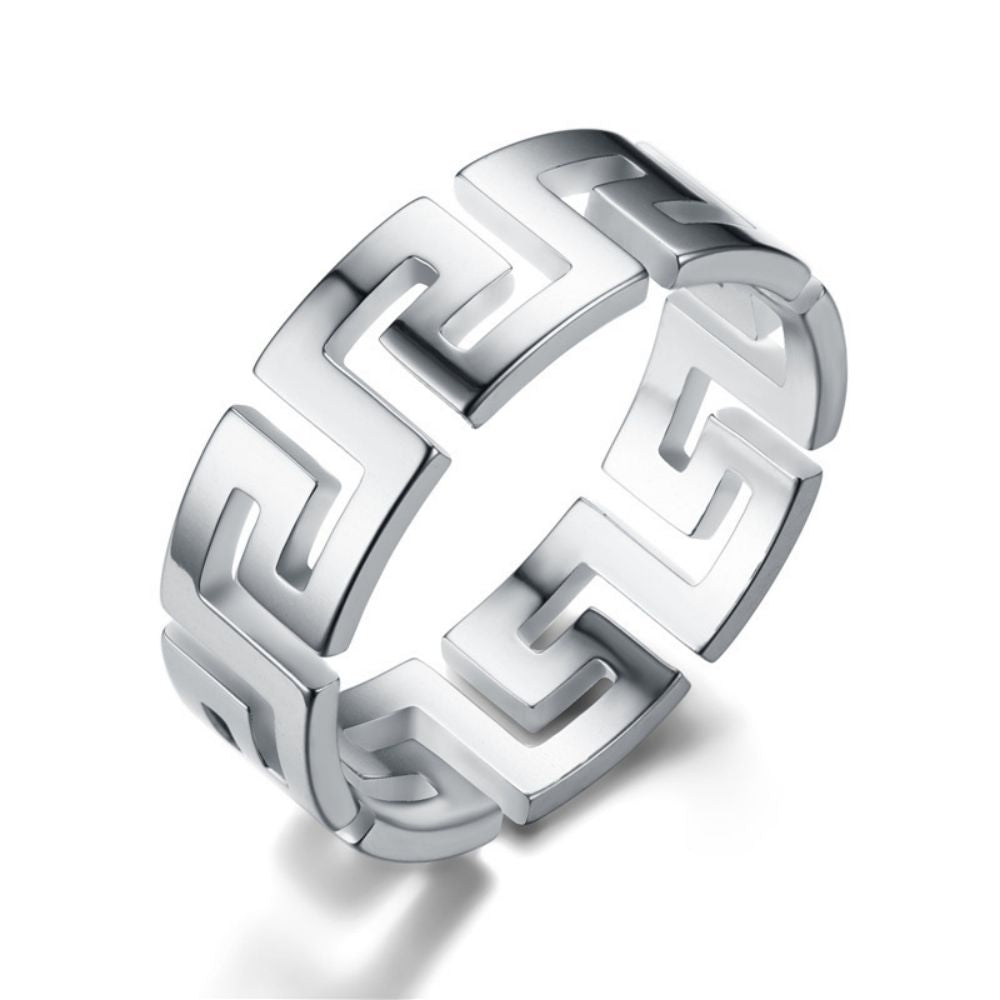 8MM Titanium Stainless Steel Personality The Great Wall Design Ring for Popular Women-Wannee Fashion Accessory