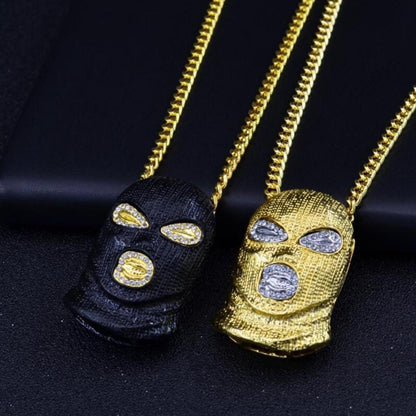 Personality Hip Hop Rhinestone Mask Pendant Necklace for Cool Men Women-Wannee Fashion Jewelry