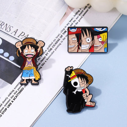 Cartoon Anime Pirate Luffy Badge Brooch