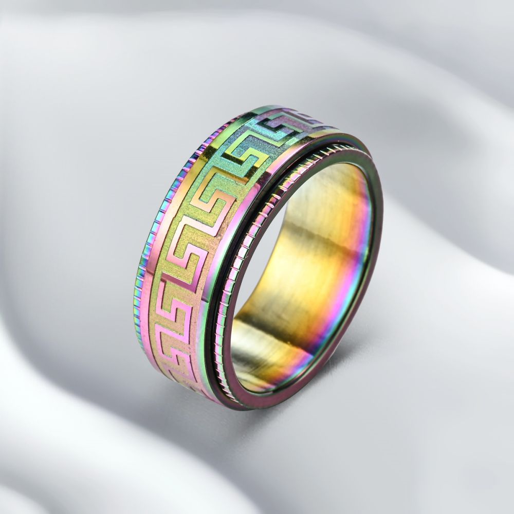 Hot Sale Titanium Stainless Steel The Great Wall Spinner Ring for Fancy Couple Men-Wannee Fashion Accessory