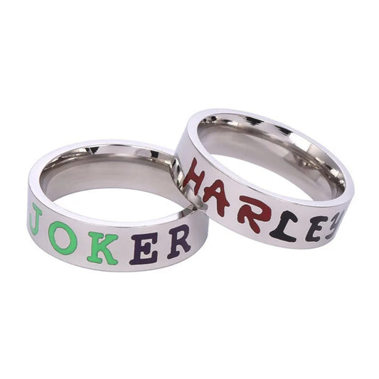 Simple Colorful Titanium Stainless Steel HARLEY JOKER Ring For Personality Men Women-Wannee Fashion Accessory