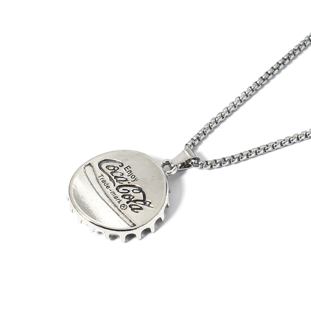 70cm Metal Cola Drink Bottle Cap Pendant Necklace