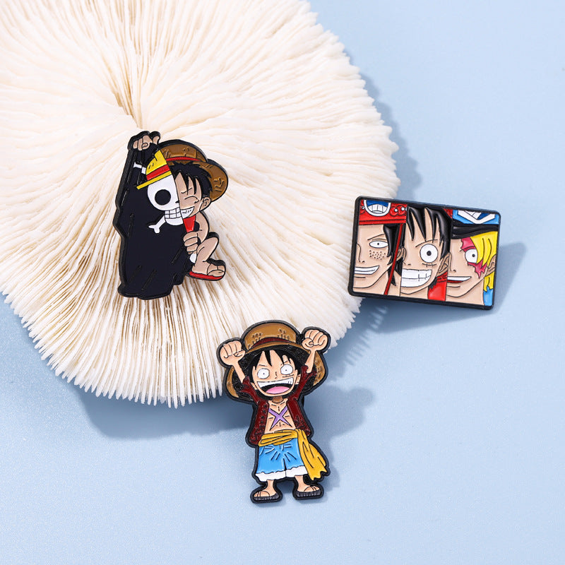 Cartoon Anime Pirate Luffy Badge Brooch