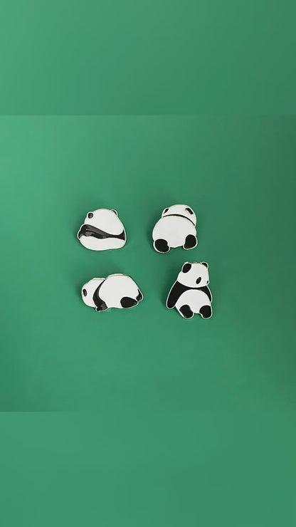 Quirky Panda Posture Brooch Set